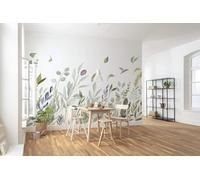 Simple Fresh Hand Painted Plant Green Leaf Modern 3D Wallpaper Premium Textured Silk Neutral Tones Material Ideal for Living Room Bedroom-430cm×300cm