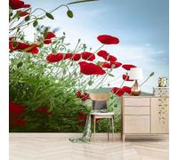 Simple Fresh Plant Red Flower Modern 3D Wallpaper Premium Textured Silk Neutral Tones Material Ideal for Living Room Bedroom-150cm×105cm