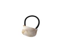Simple frosted wood grain ponytail hair band, geometric arc high elastic hair band(Oval Wood Grain White)