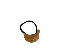 Simple frosted wood grain ponytail hair band, geometric arc high elastic hair band(Oval wood yellow)