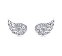 Simple Full Cz Earring Fashion 925 Sterling Silver Angel Wings Stud Earrings For Girl Women Silver Fine Jewelry