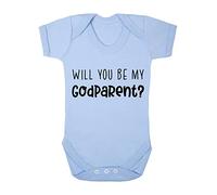 Simple gender neutral Godparent proposal. Will you be my Godparent? [BBY7] baby grow vest, 0-3 months, Pastel Blue