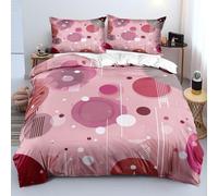 Simple Geometric Duvet Cover Super King,Pink Circle and White Lines Microfiber Bedding Set with Zipper,Modern Aesthetic Soft Quilt Cover for Kids Adult Bedroom Decor Super King