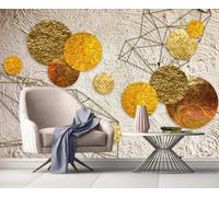 Simple Geometric Golden Circular Line 3D Wallpaper Luxury Home Dining Decor Paste Sofa Living Room The Wall for Bedroom Mural-150cm×105cm