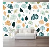 Simple Geometric Lines Raindrops Wall Mural Wallpaper, Non Self Adhesive Paste The Wall Mural for Living Room Bedroom, Colorful High Definition Art Wall Decor - 400 x 280 cm (W x H)