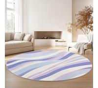 Simple Geometric Lines Round Rug 60 cm, Black Gold Washable Non-Slip Circle Rugs, Soft Circular Dining Room Rug Thin Print Flannel Carpet for Bedroom Living Room Office Playroom