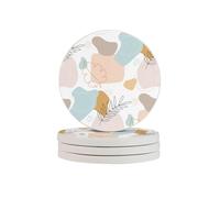 Simple Geometry Round Diatomaceous Earth Coaster Set â€“ Natural, Eco-Friendly, Fast-Absorbing Circular Coasters (1/2/4/6-Piece Pack) With Full-Print Design & Smooth Rounded Edges