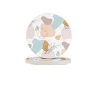 Simple Geometry Round Diatomaceous Earth Coaster Set - Natural, Eco-Friendly, Fast-Absorbing Circular Coasters (1/2/4/6-Piece Pack) With Full-Print Design & Smooth Rounded Edges