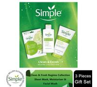 Simple Gift Set Clean & Fresh Regime Face Wash Mask Moisturiser Skincare Trio