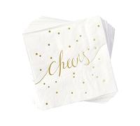 Simple-Glee White and Gold Napkins Pack of 100 Disposable Bar Napkins Wedding Cocktail Napkins Bachelorette Napkins Engagement Napkins Beverage Napkins Cocktail Napkins 3 Ply - by