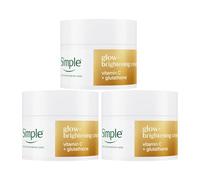 Simple Glow+ Brightening Gel Cream 50ml, 3 Pack - Hydrating Face Moisturiser with Vitamin C and Niacinamide for Radiant, Glowing Even-Toned Skin, No Perfume or Colour