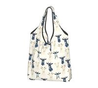 Simple Goats Print Reusable Grocery Bags Shopping Bags - Foldable Grocery Bag Tote Bag with Handles, Black, 2 PCS