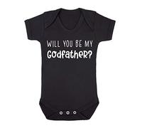 Simple Godparent proposal. Will you be my Godfather? [BBY7] baby grow vest, 3-6 months, Black