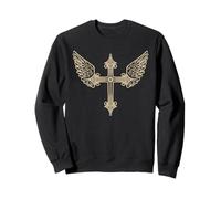 Simple Goth Cross with Wings Grunge Alt Emo Sweatshirt
