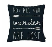 Simple Greek Key Black White Arrow Pillow Case Soft Linen Cushion Cover Home Sofa Decorative Square 18 X 18 Inches