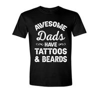 Simple Guy Awesome Dad Have Tattoos and Beard Dad Shirts for Men Shirts for Fathers Day, Black, Large