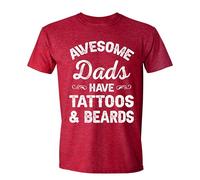 Simple Guy Awesome Dad Have Tattoos and Beard Dad Shirts for Men Shirts for Fathers Day, Burgundy Heather, Medium