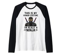 Simple Halloween Costumes for Men Women Funny Ninja Costume Raglan Baseball Tee