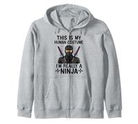 Simple Halloween Costumes for Men Women Funny Ninja Costume Zip Hoodie