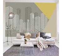 Simple Hand Drawing Architecture City Geometric Art 3D Wallpaper Luxury Silk Study Dining Feature Sofa Grey Bedroom Living Room Tv Decorative Wall-150cm×105cm