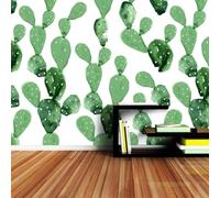 Simple Hand Drawn Green Plant Cactus 3D Wallpaper Textured Silk Easy Install Living Room Sofa Bedroom Dining Room Home Decoration Wall-430cm×300cm