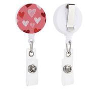 Simple Hand Drawn Hearts Texture Retractable Badge Holder Reel Clip ID Card Holder for Doctor Nurse Student Office Worker