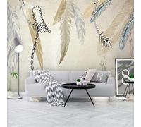 Simple Hand Drawn Vintage Line Art Feathers 3D Wallpaper Easy Install Feature Office Living Room Sofa Bedroom TV Background Wall Decoration-430cm×300cm