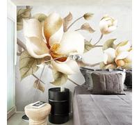 Simple Hand Painted Beautiful Warm Garden Flowers 3D Wallpaper Silky Texture Home Study Office Grey Dining Room Sofa Bedroom Living Room TV Backdrop-430cm×300cm