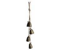 Simple Handcrafted Retro Yellow Jute Rope Wind Chime Courtyard Decoration(Round bell-Bronze)