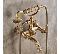 Simple Handheld Shower with A Full Copper Antique-Style Carved Telephone with A Long Strip Switch