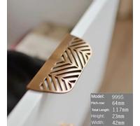 Simple Handle Leaf Brass Invisible Cabinet Wardrobe Furniture Drawer Zinc Alloy Gold Handle(9995-64mm-Brown)