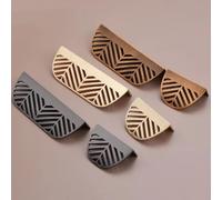 Simple Handle Leaf Brass Invisible Cabinet Wardrobe Furniture Drawer Zinc Alloy Gold Handle(9996-64mm-Cool Gold)