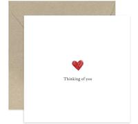 Simple Heartfelt Thinking of You Cards for Friends and Family - 'Thinking of You' Cancer Diagnosis, Break Up, Bereavement, Condolences - Red Pencil Heart Illustration - Blank Inside