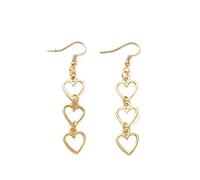 Simple Hollow Heart Long Dangle Drop Earrings Minimalist Three Love Hearts Dangling Hook Earring Wedding Fashion Birthday Valentine's Day Jewelry Gifts for Women