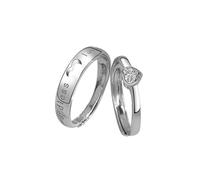 Simple Hollow Heart Open Adjustable Wedding Couple Ring, Promise Rings For Couples Ring Set Valentines Gifts For Her,Minimalist Ring Finger Band Sets Dainty Valentine'S Day Gifts,White,One Size