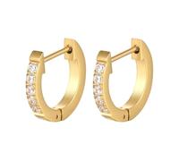 Simple Hoop Earrings, Gold Hoops Earrings Round with Cubic Zirconia 9X2mm for Women Wedding Jewelry Upgrade