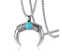 Simple Horn Crescent Pendant Necklace Vintage Silver Half Moon Clavicle Chain Necklace for Women Fashion Jewelry