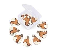 Simple Horse Cartoon Guitar Picks With 12 Pack Organizer Box,Thin, Medium & Heavy 3 Different Celluloid Guitar Pick, Abstract Art Pics Plectrums For Bass, Acoustic Electric Guitars