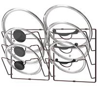 Simple Houseware 2 Pack - Cabinet Door/Wall Mount Pot Lid Organizer Rack, Bronze