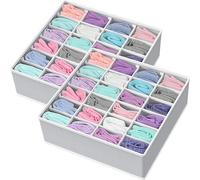 Simple Houseware 2 Pack Closet Socks Organizer, 24 Cell Drawer Divider, Grey