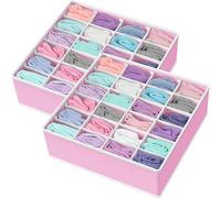 Simple Houseware 2 Pack Closet Socks Organizer, 24 Cell Drawer Divider, Pink
