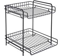 Simple Houseware 2 Tier Cabinet Organizer, Stackable Under Sink Mesh Drawer Basket for Home, Kitchen, Bathroom (Black)