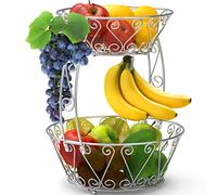 Simple Houseware 2-Tier Countertop Fruit Basket Bowl Storage, Chrome