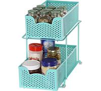 Simple Houseware 2 Tier Sliding Cabinet Basket Organizer Drawer, Turquoise