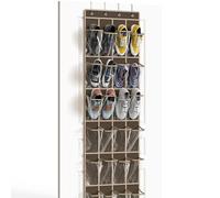 Simple Houseware 24 Pockets - Crystal Clear Over The Door Hanging Shoe Organizer, Brown