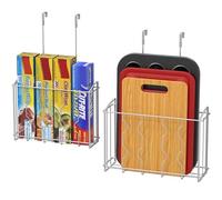 Simple Houseware 2PK - Plastic Over The Cabinet Door Organizer Holder, Silver