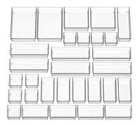 Simple Houseware 30 Pack Clear Plastic Drawer Organizers(9S, 10M, 7L, 2 XL, 2XXL)