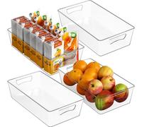 Simple Houseware 4 Pcs Kitchen Clear Bin Storage Organizer, 15" x 8" x 3.75"