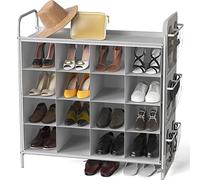 Simple Houseware 4-Tier 16 Cube Shoe Cubby Rack Organizer, Gray