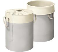 Simple Houseware 74L Collapsible Laundry Hamper, Round Cotton Basket with Drawstring Closure and Handles, 2 Pack, Gray